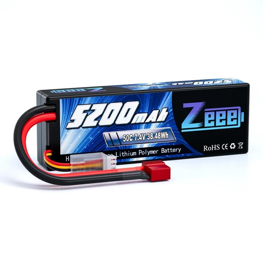Zeee 2S Lipo Battery 5200mAh 7.4V 50C Hard Case with Deans T Plug for RC Models(1 Pack) main image